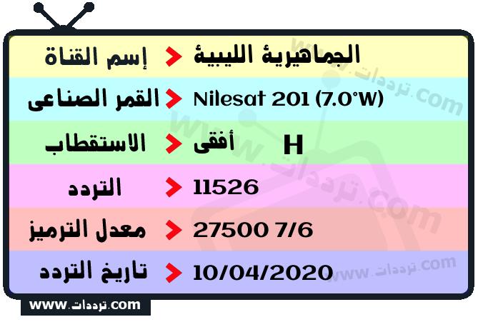 تردد قناة الجماهيرية الليبية على القمر نايل سات 201 7 غرب 2024